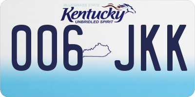 KY license plate 006JKK