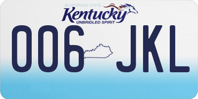 KY license plate 006JKL