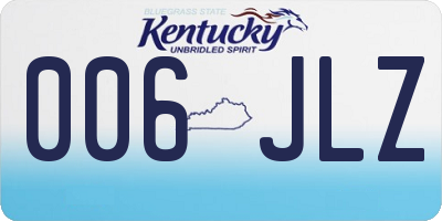 KY license plate 006JLZ