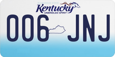 KY license plate 006JNJ