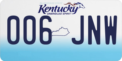KY license plate 006JNW