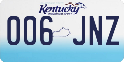 KY license plate 006JNZ