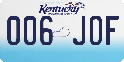 KY license plate 006JOF