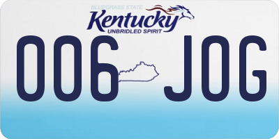 KY license plate 006JOG