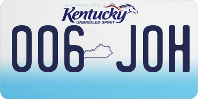 KY license plate 006JOH