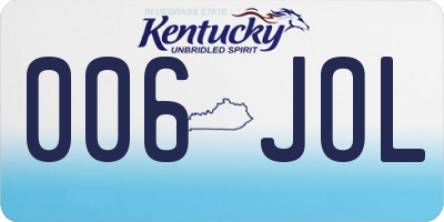 KY license plate 006JOL