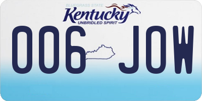 KY license plate 006JOW