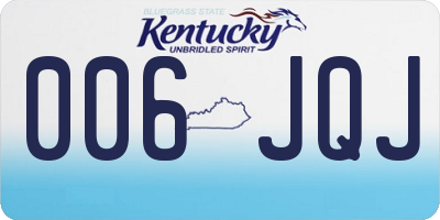 KY license plate 006JQJ