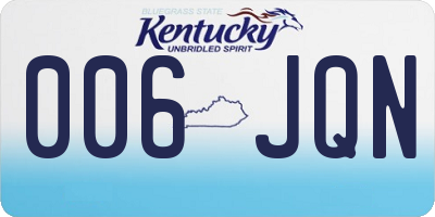 KY license plate 006JQN