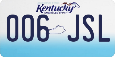 KY license plate 006JSL