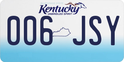 KY license plate 006JSY