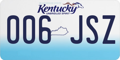 KY license plate 006JSZ