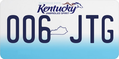 KY license plate 006JTG