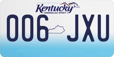 KY license plate 006JXU