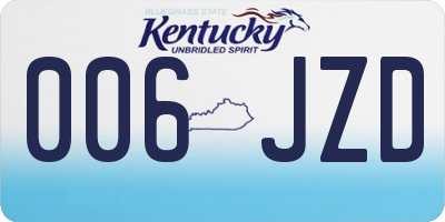 KY license plate 006JZD