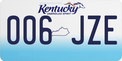 KY license plate 006JZE
