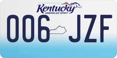 KY license plate 006JZF