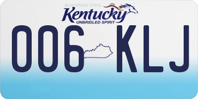 KY license plate 006KLJ