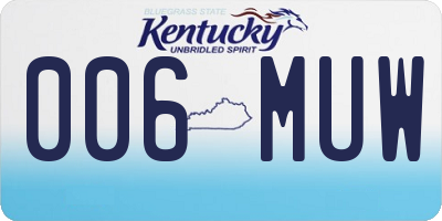 KY license plate 006MUW