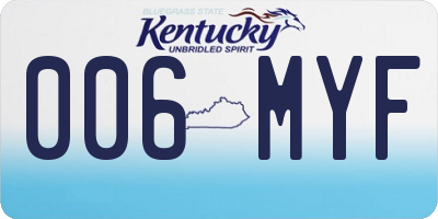 KY license plate 006MYF