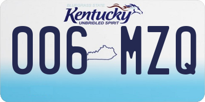 KY license plate 006MZQ