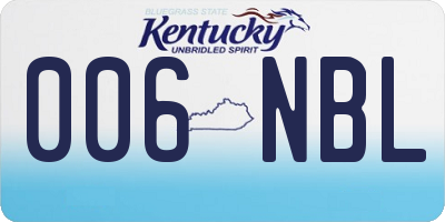 KY license plate 006NBL