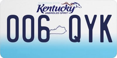 KY license plate 006QYK