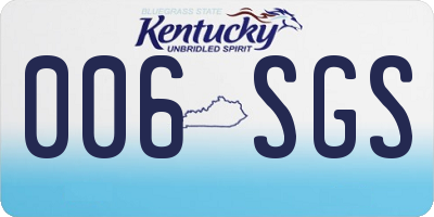 KY license plate 006SGS