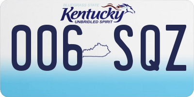 KY license plate 006SQZ