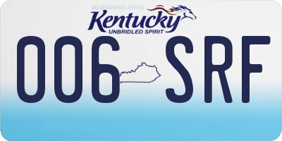 KY license plate 006SRF