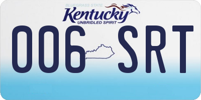 KY license plate 006SRT