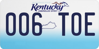 KY license plate 006TOE