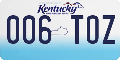 KY license plate 006TOZ