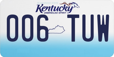 KY license plate 006TUW