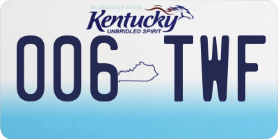 KY license plate 006TWF