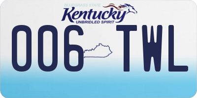 KY license plate 006TWL