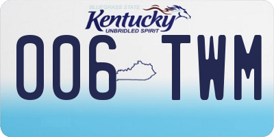 KY license plate 006TWM