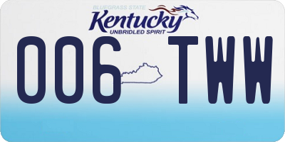 KY license plate 006TWW