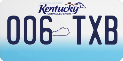 KY license plate 006TXB