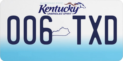 KY license plate 006TXD