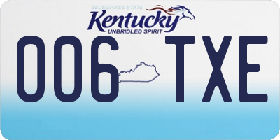 KY license plate 006TXE