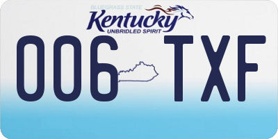 KY license plate 006TXF