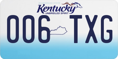 KY license plate 006TXG