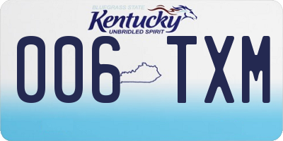 KY license plate 006TXM