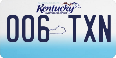 KY license plate 006TXN
