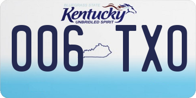 KY license plate 006TXO