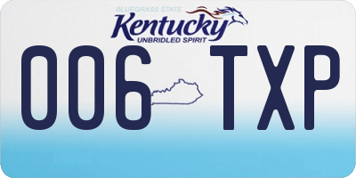 KY license plate 006TXP