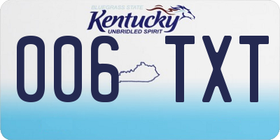 KY license plate 006TXT