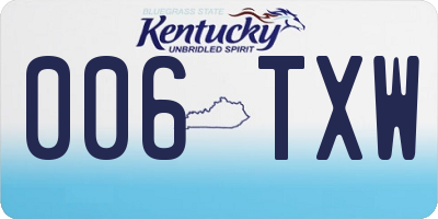KY license plate 006TXW