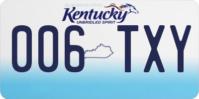 KY license plate 006TXY